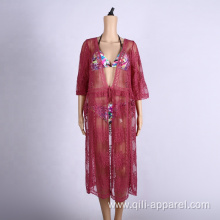 embroidered sun-proof clothing cover up crochet dress beach
